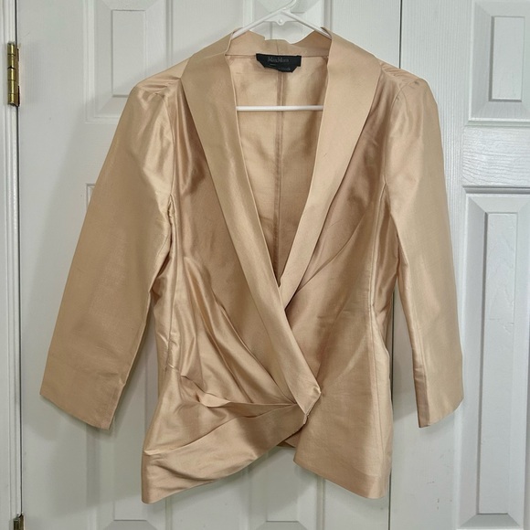 MaxMara Tops - MaxMara 100% Silk Wrap Portrait Collar V-Neck Formal Party Top Size 8